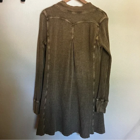 Free People One Green Jackie Long Sleeve Mini Dress Size M - Picture 7 of 8